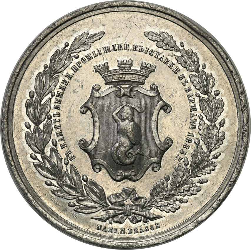 Polska pod zaborami. Medal Wystawa Rolniczo-Przemysłowa 1885, Warszawa, cynk